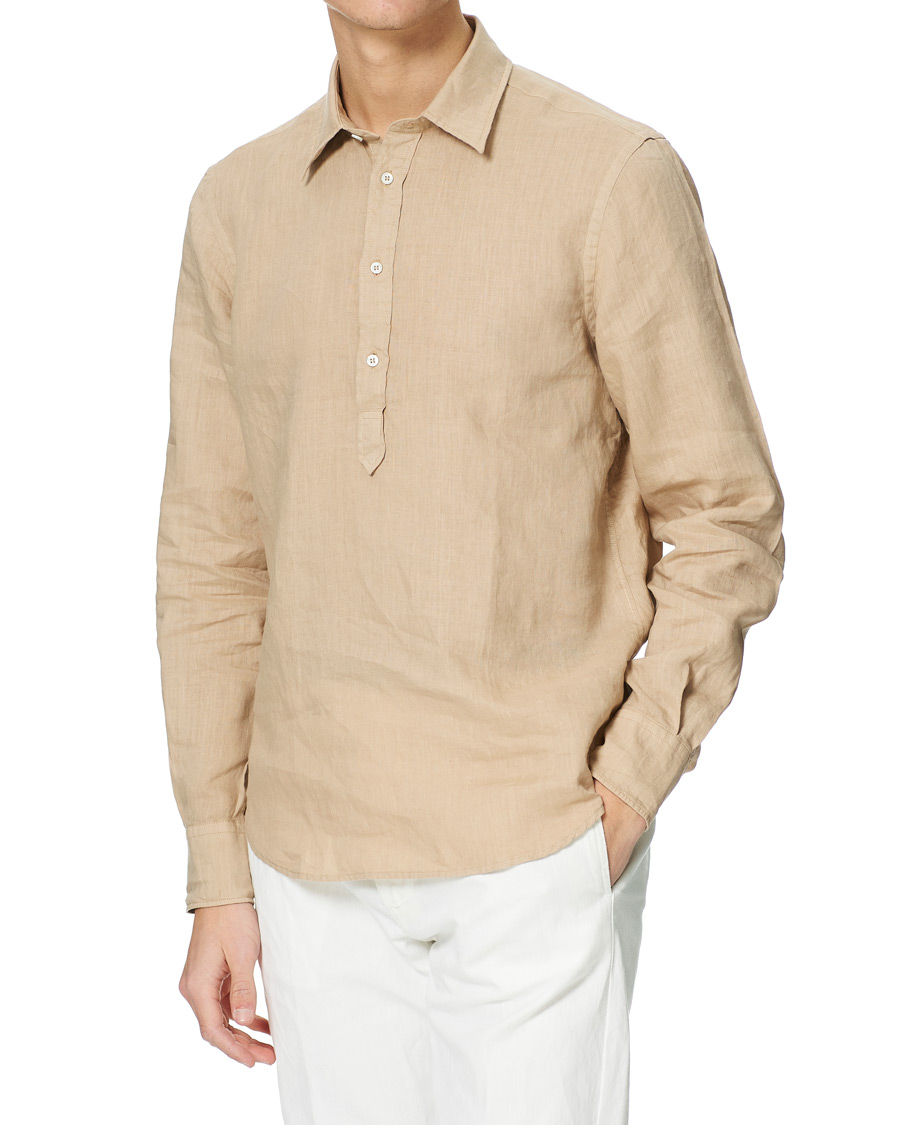 Heren | Overhemden | Aspesi | Popover Linen Shirt Beige