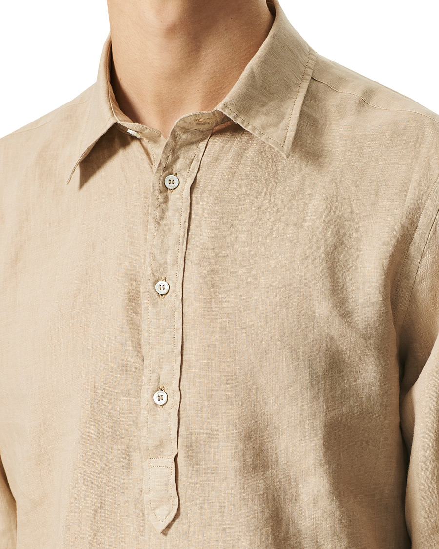 Heren | Overhemden | Aspesi | Popover Linen Shirt Beige