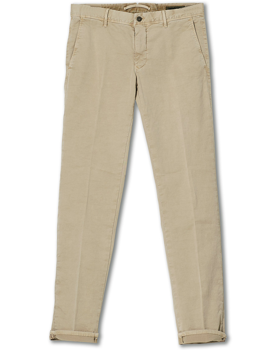 Heren | Broeken | Incotex | Slim Fit Garment Dyed Slacks Beige