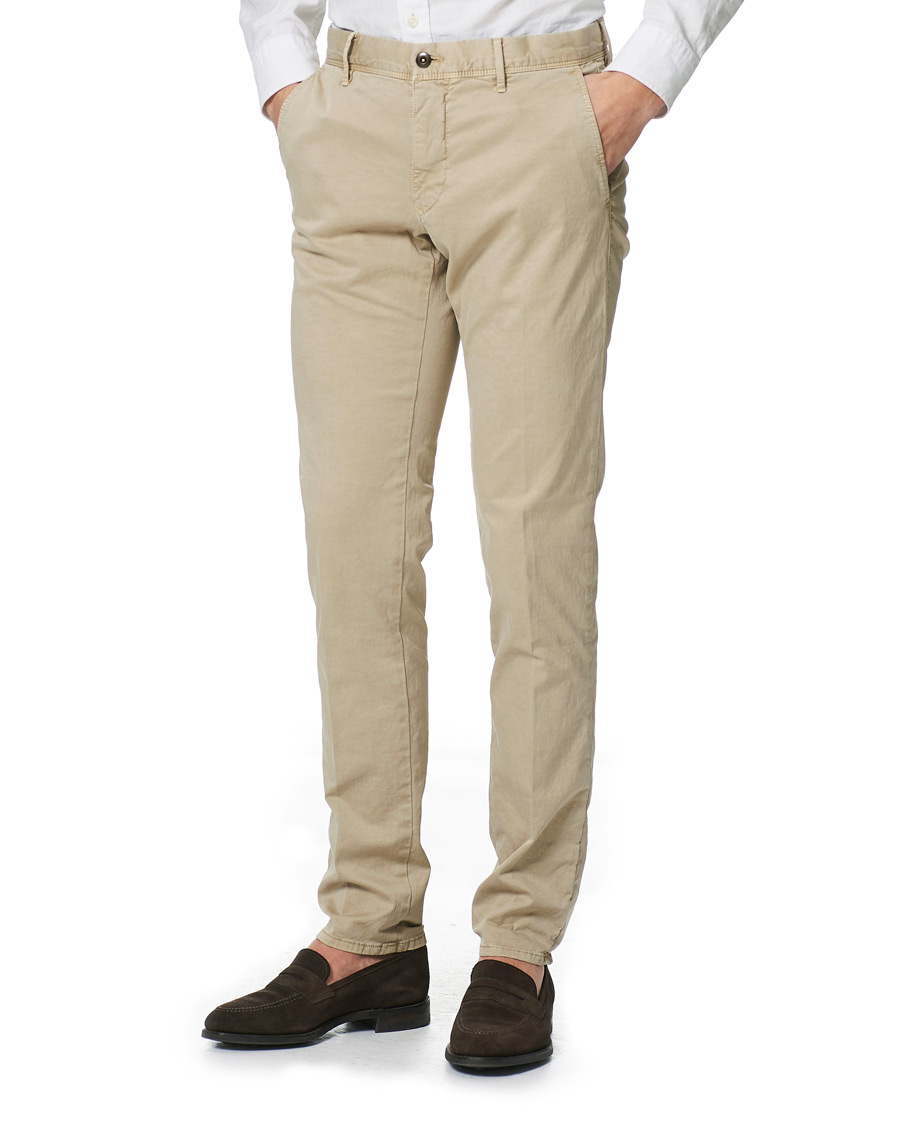 Heren | Broeken | Incotex | Slim Fit Garment Dyed Slacks Beige