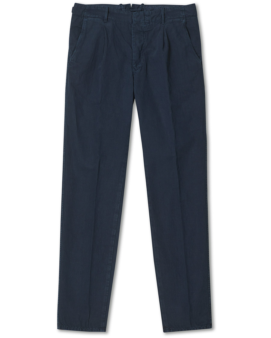 Heren | Broeken | Incotex | Tapered Fit Cotton Trousers Navy