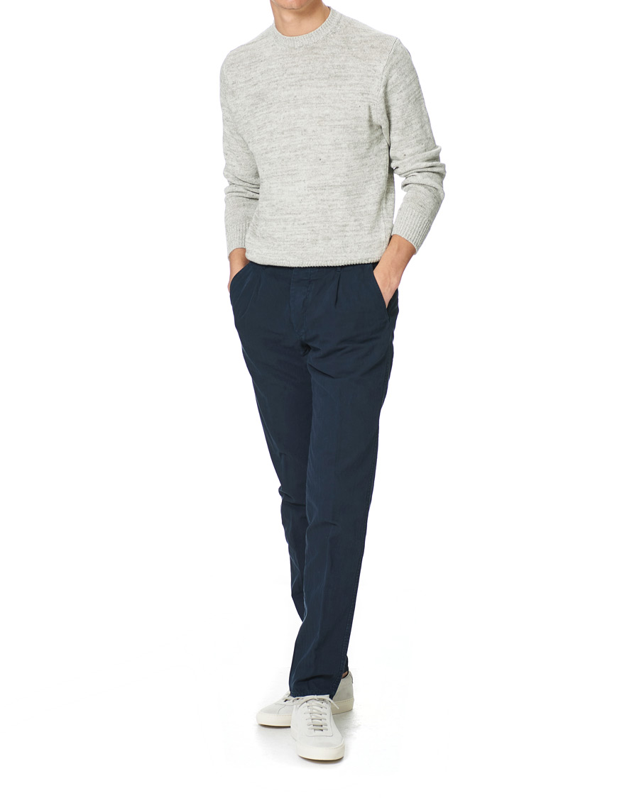 Heren | Broeken | Incotex | Tapered Fit Cotton Trousers Navy
