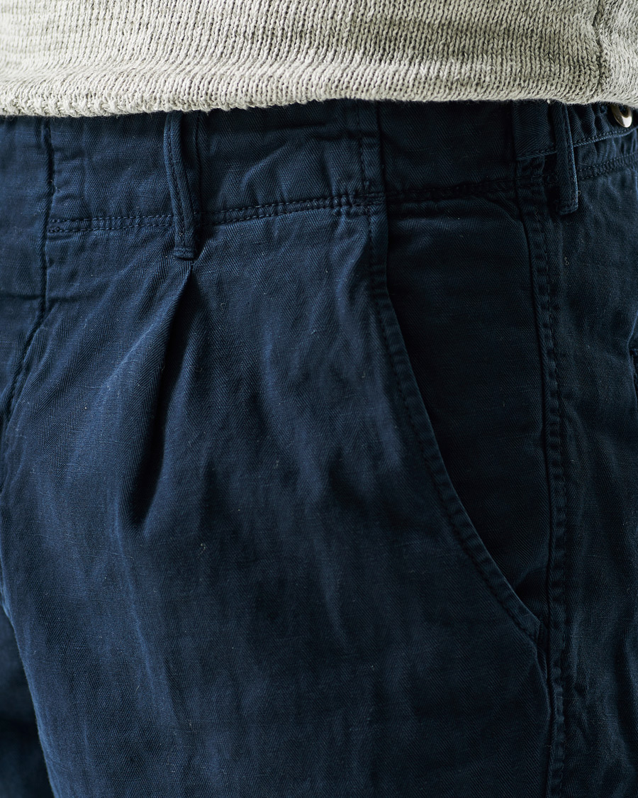 Heren | Broeken | Incotex | Tapered Fit Cotton Trousers Navy