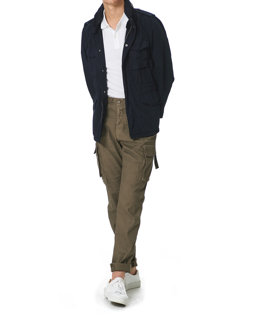Heren | Broeken | Incotex | Tapered Fit Linen Cargo Pants Military