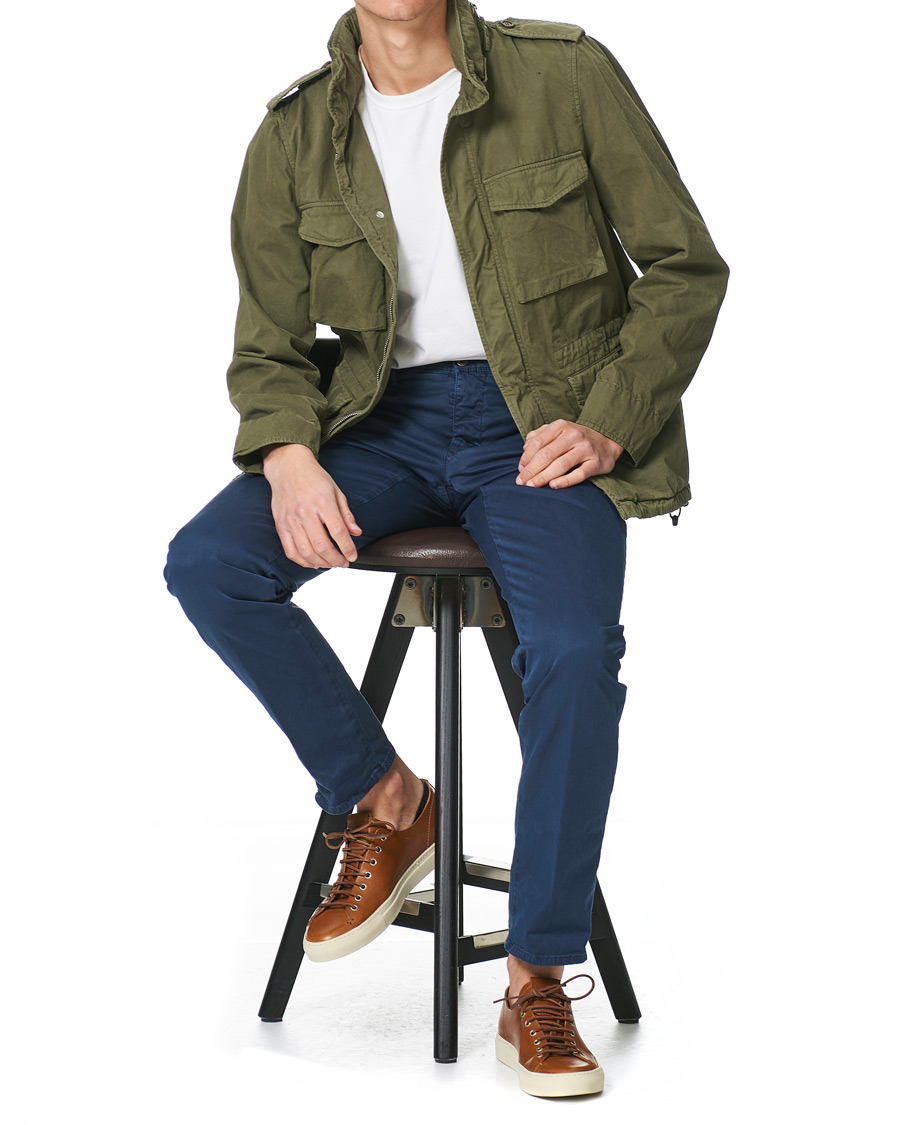 Heren | Broeken | Incotex | Regular Fit Garment Dyed Slacks Navy
