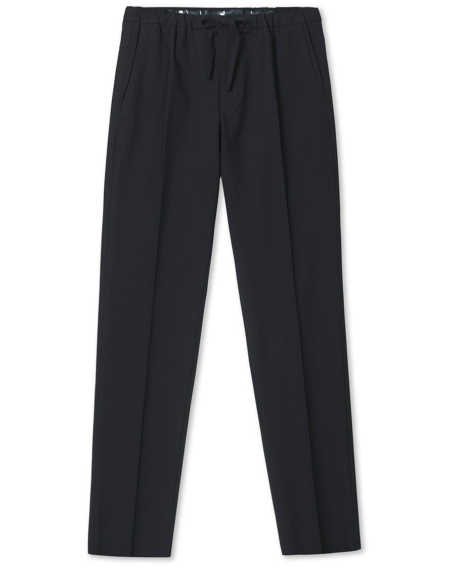 Heren | Broeken | Incotex | Loose Fit Wool Ripstop Trousers Navy