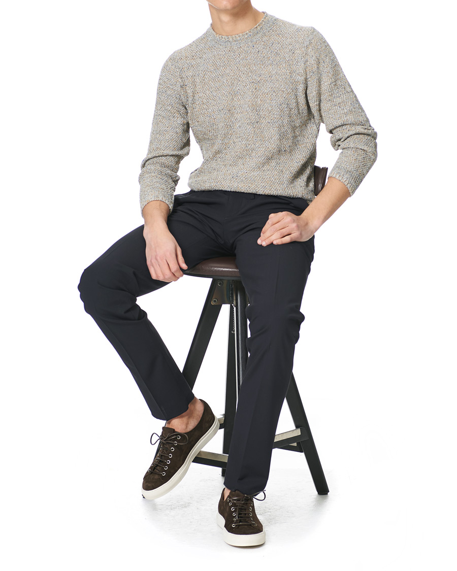 Heren | Broeken | Incotex | Loose Fit Wool Ripstop Trousers Navy