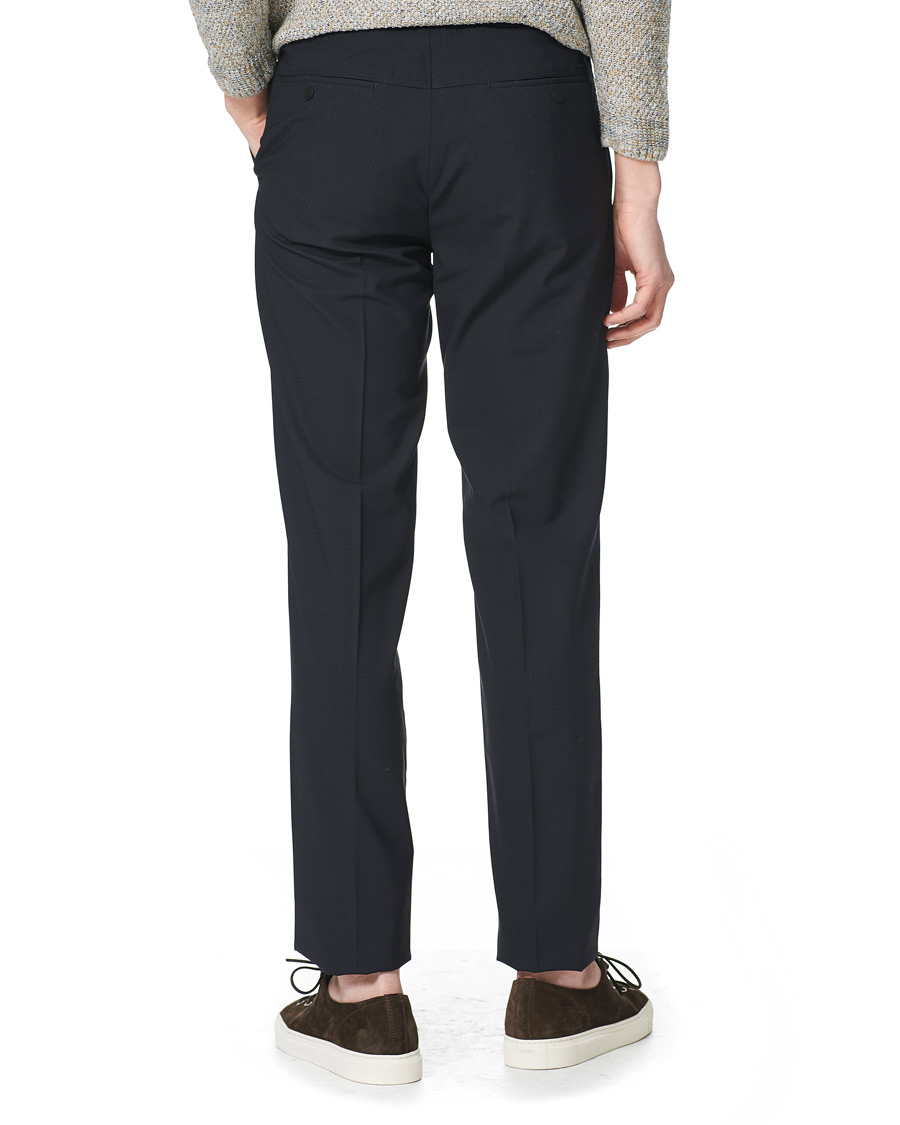 Heren | Broeken | Incotex | Loose Fit Wool Ripstop Trousers Navy