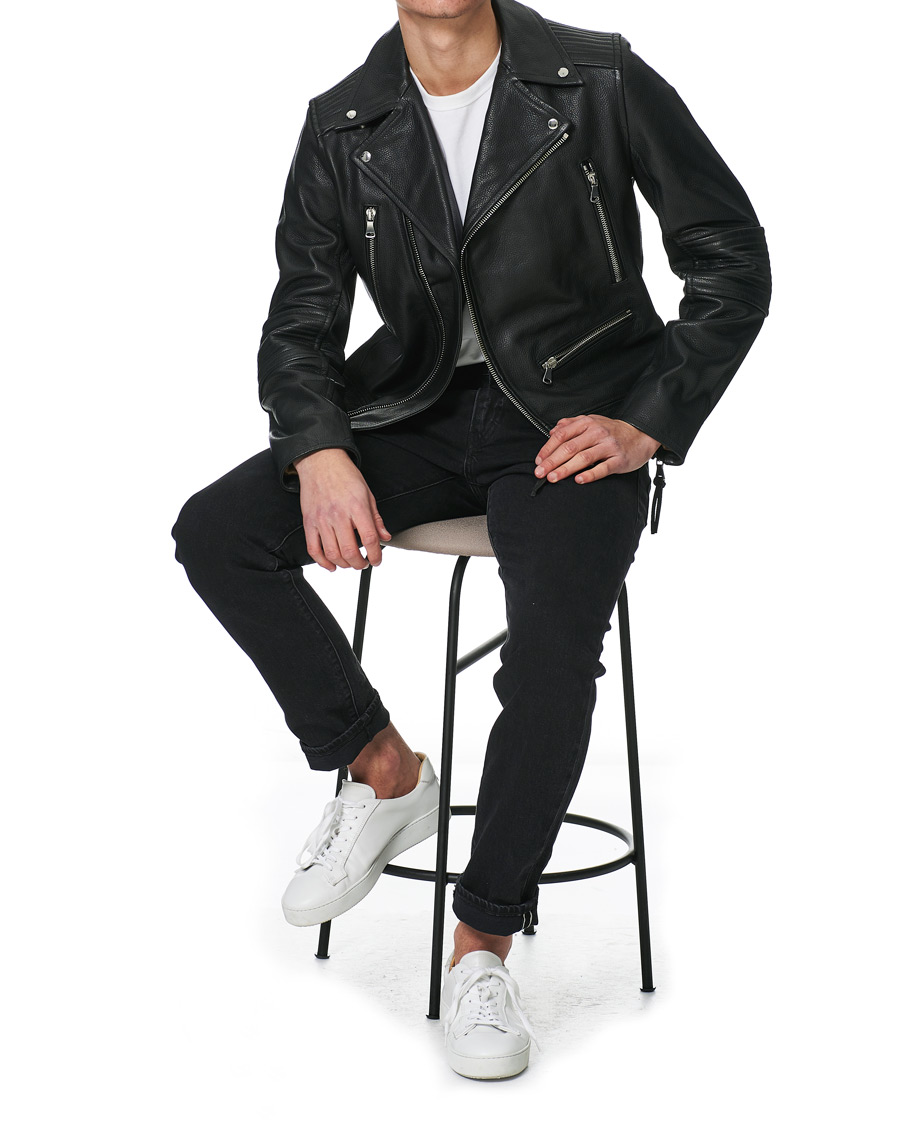 Heren | Jassen | J.Lindeberg | Padish Leather Biker Jacket Black