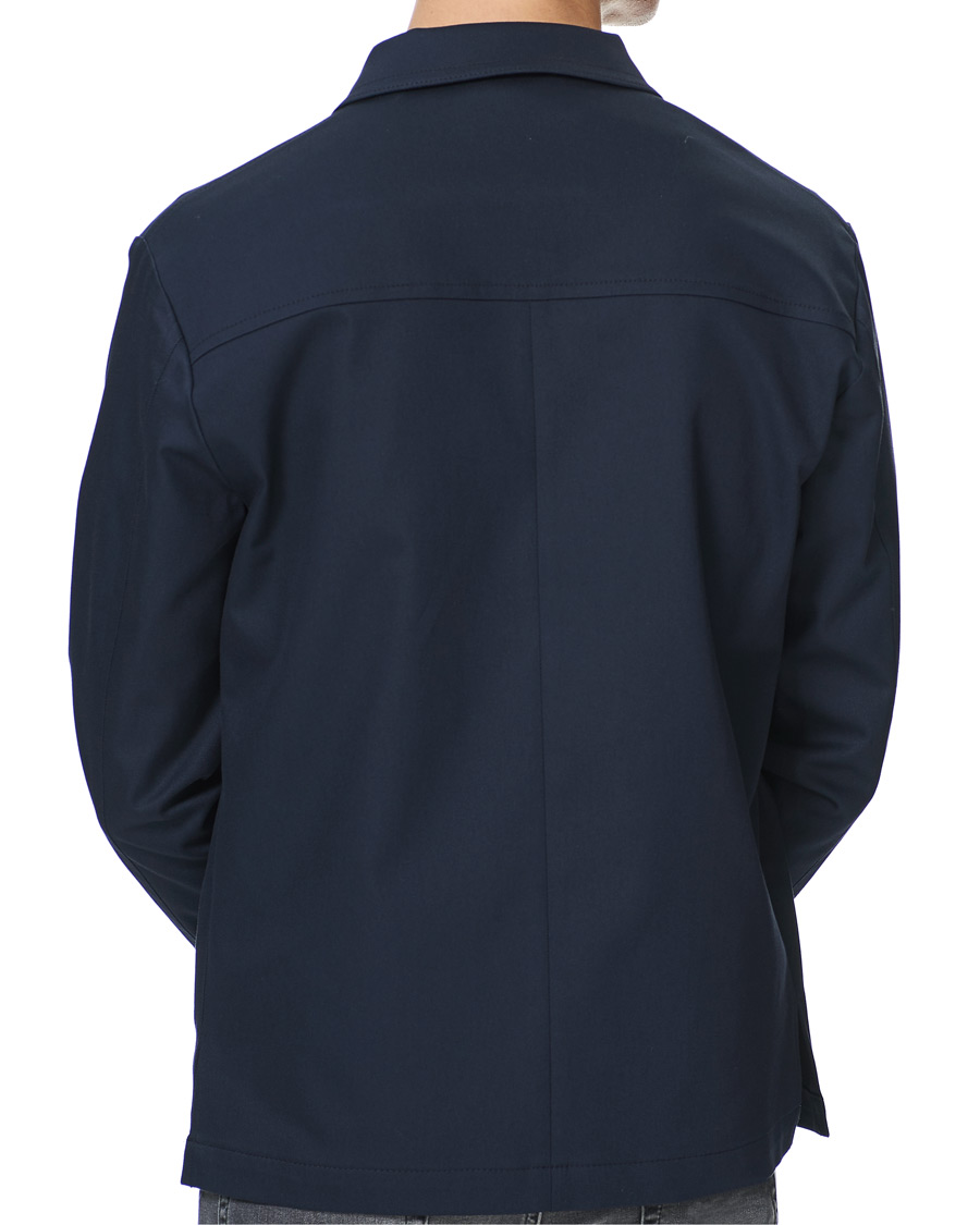 Heren | Overhemden | J.Lindeberg | Jason Cotton Stretch Zip Overshirt Navy