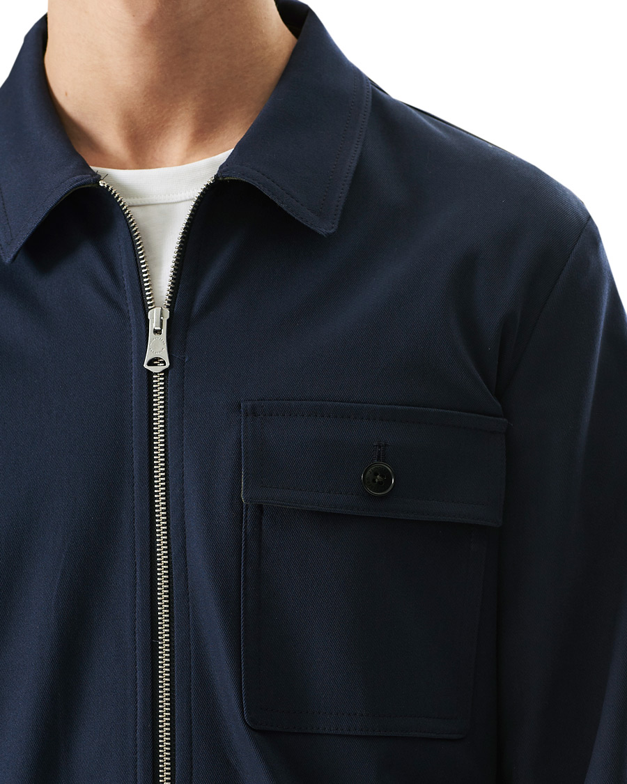 Heren | Overhemden | J.Lindeberg | Jason Cotton Stretch Zip Overshirt Navy