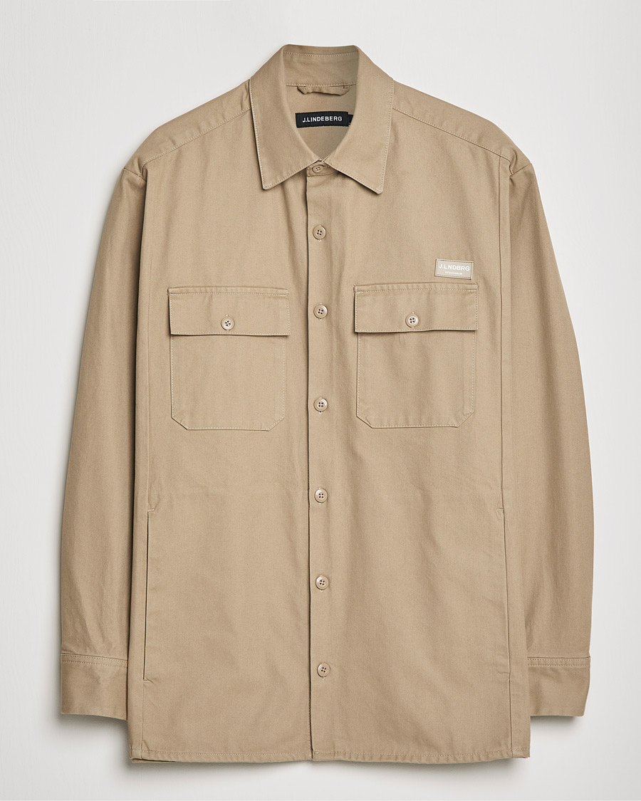 Heren | Overhemden | J.Lindeberg | Daze Twill Overshirt Batique Khaki