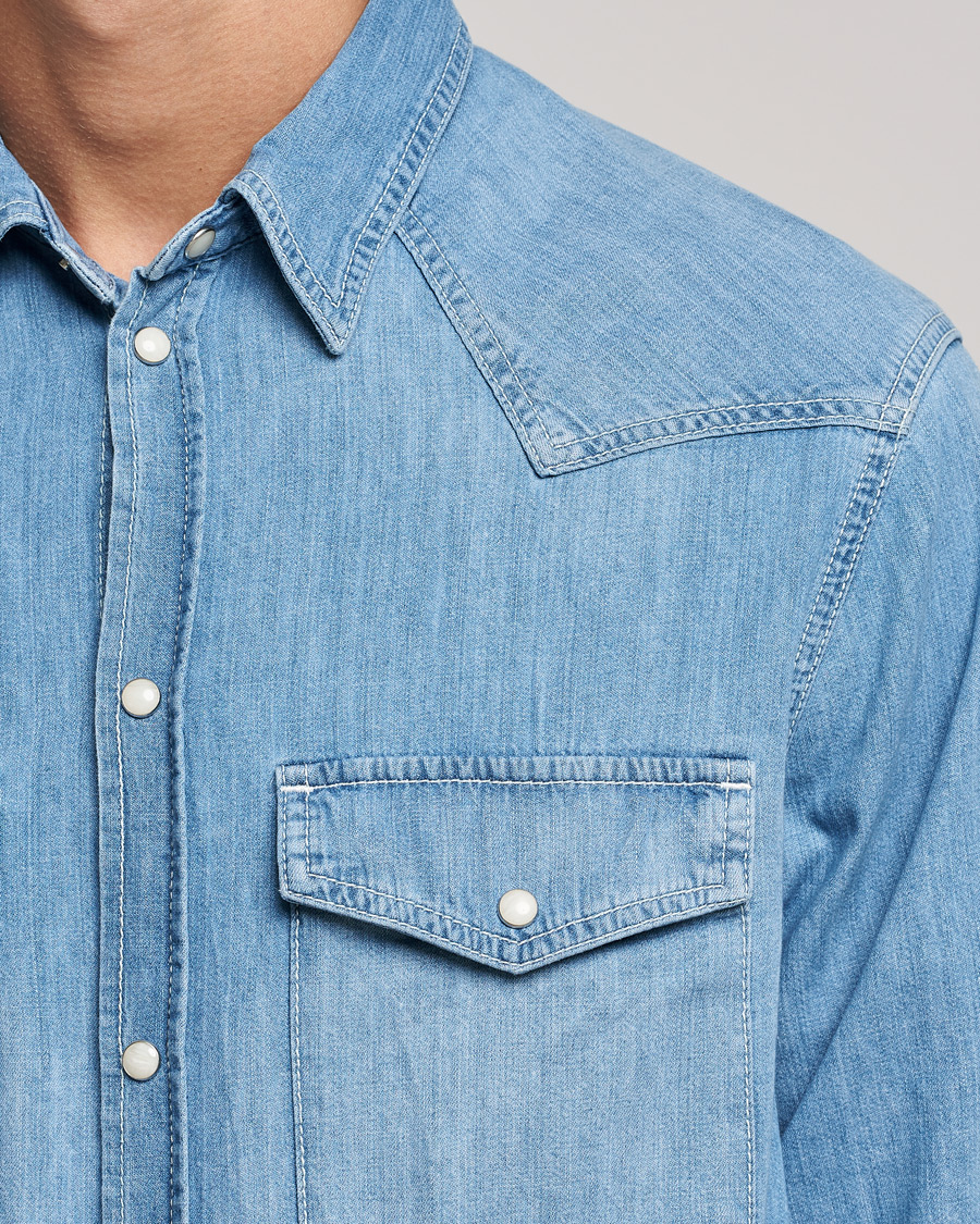 Heren | Overhemden | J.Lindeberg | Carson Western Denim Shirt Bleached Denim