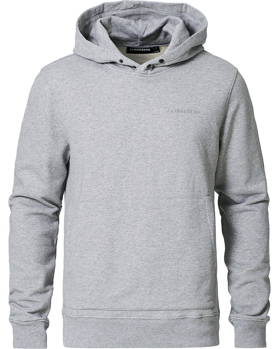 Heren | Truien | J.Lindeberg | Throw Button Sweat Hoodie Mid Grey Melange