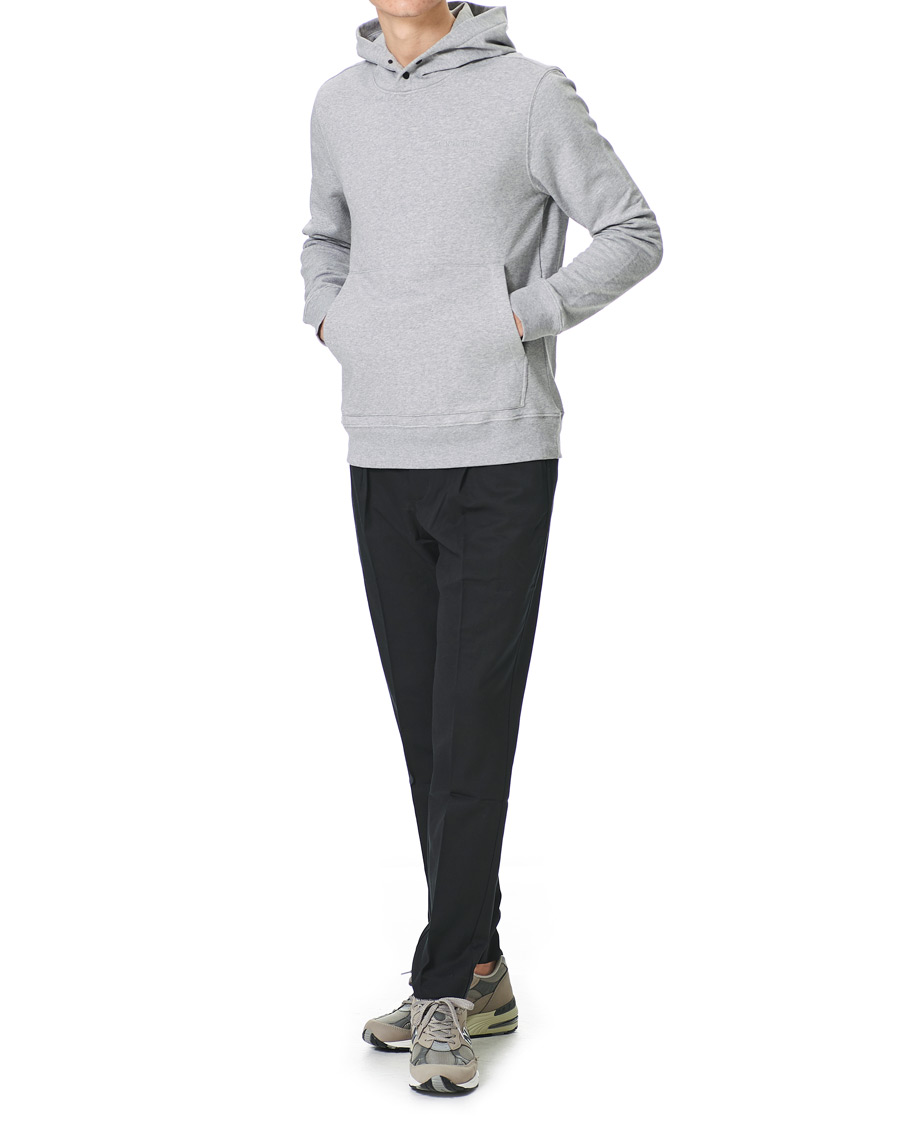 Heren | Truien | J.Lindeberg | Throw Button Sweat Hoodie Mid Grey Melange