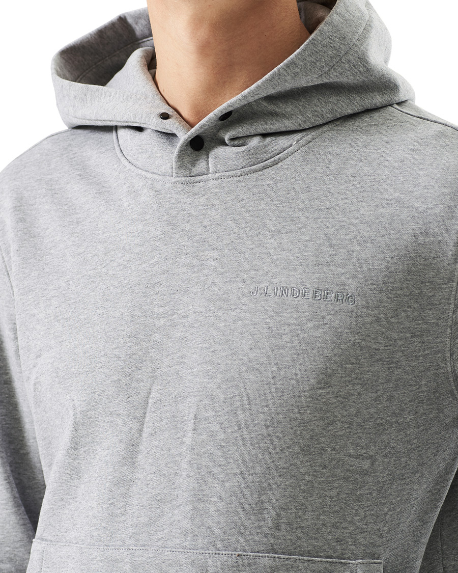 Heren | Truien | J.Lindeberg | Throw Button Sweat Hoodie Mid Grey Melange