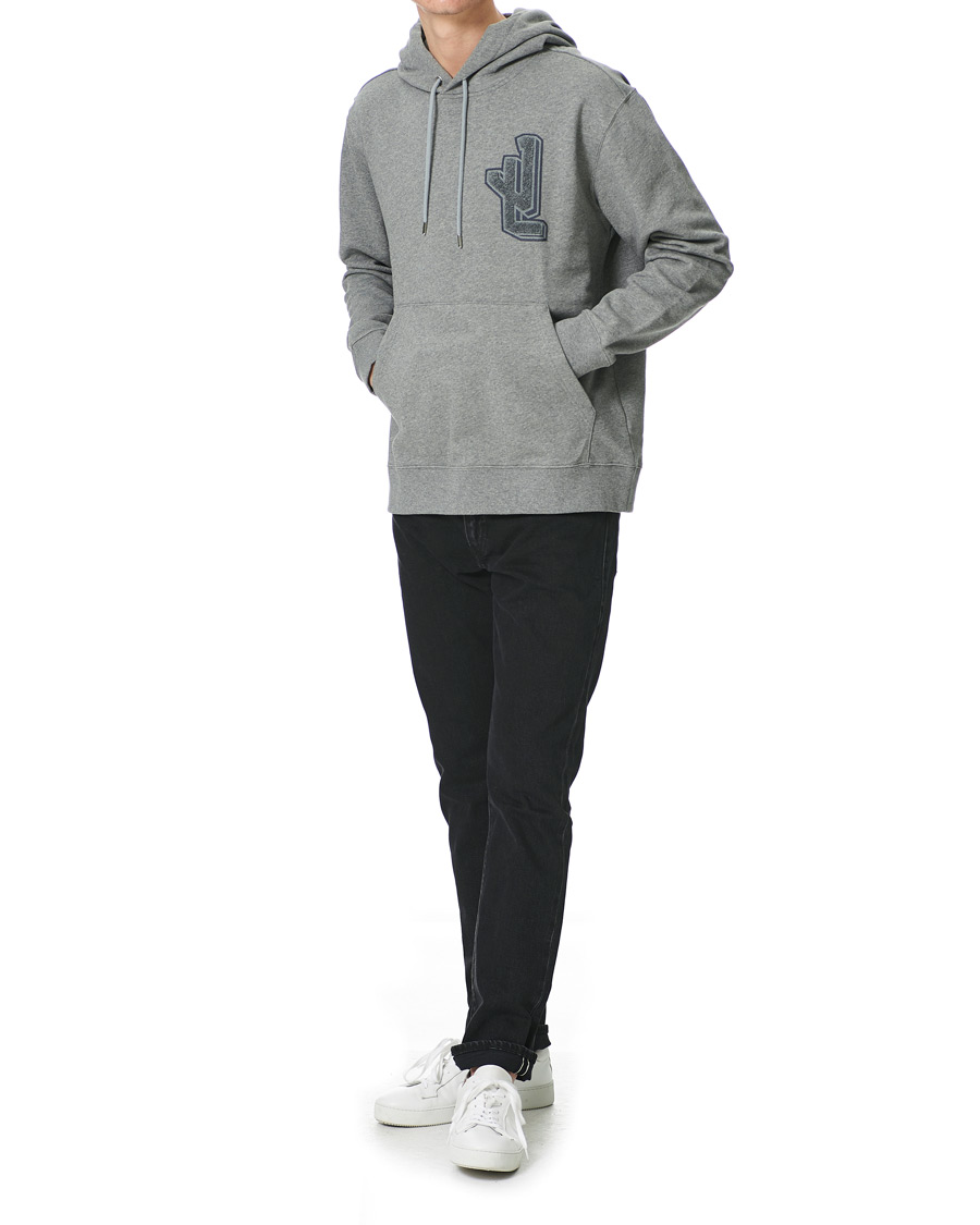 Heren | Truien | J.Lindeberg | Tony Patch Hoodie Mid Grey Melange