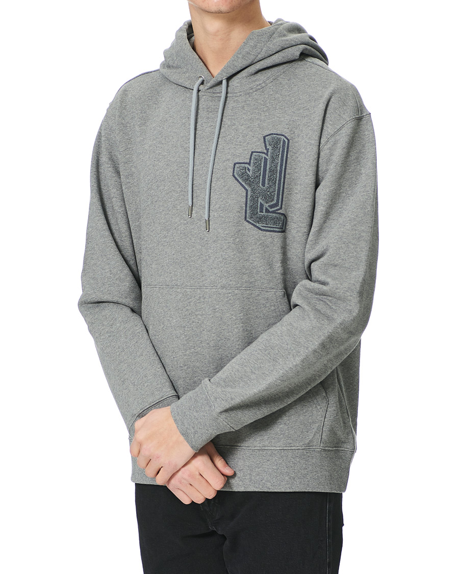 Heren | Truien | J.Lindeberg | Tony Patch Hoodie Mid Grey Melange