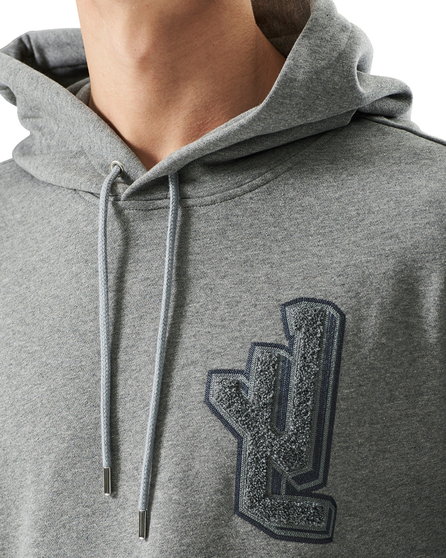 Heren | Truien | J.Lindeberg | Tony Patch Hoodie Mid Grey Melange