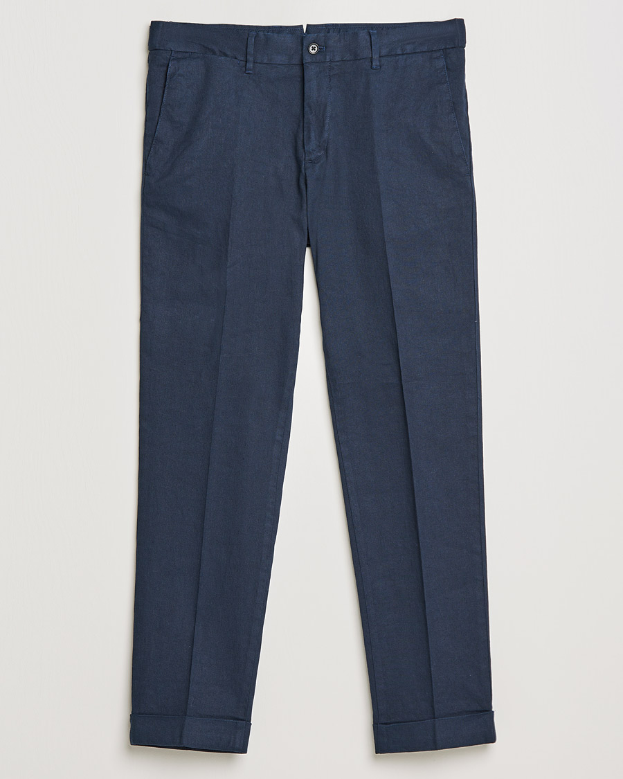 Heren | Broeken | J.Lindeberg | Grant Stretch Cotton/Linen Trousers Navy