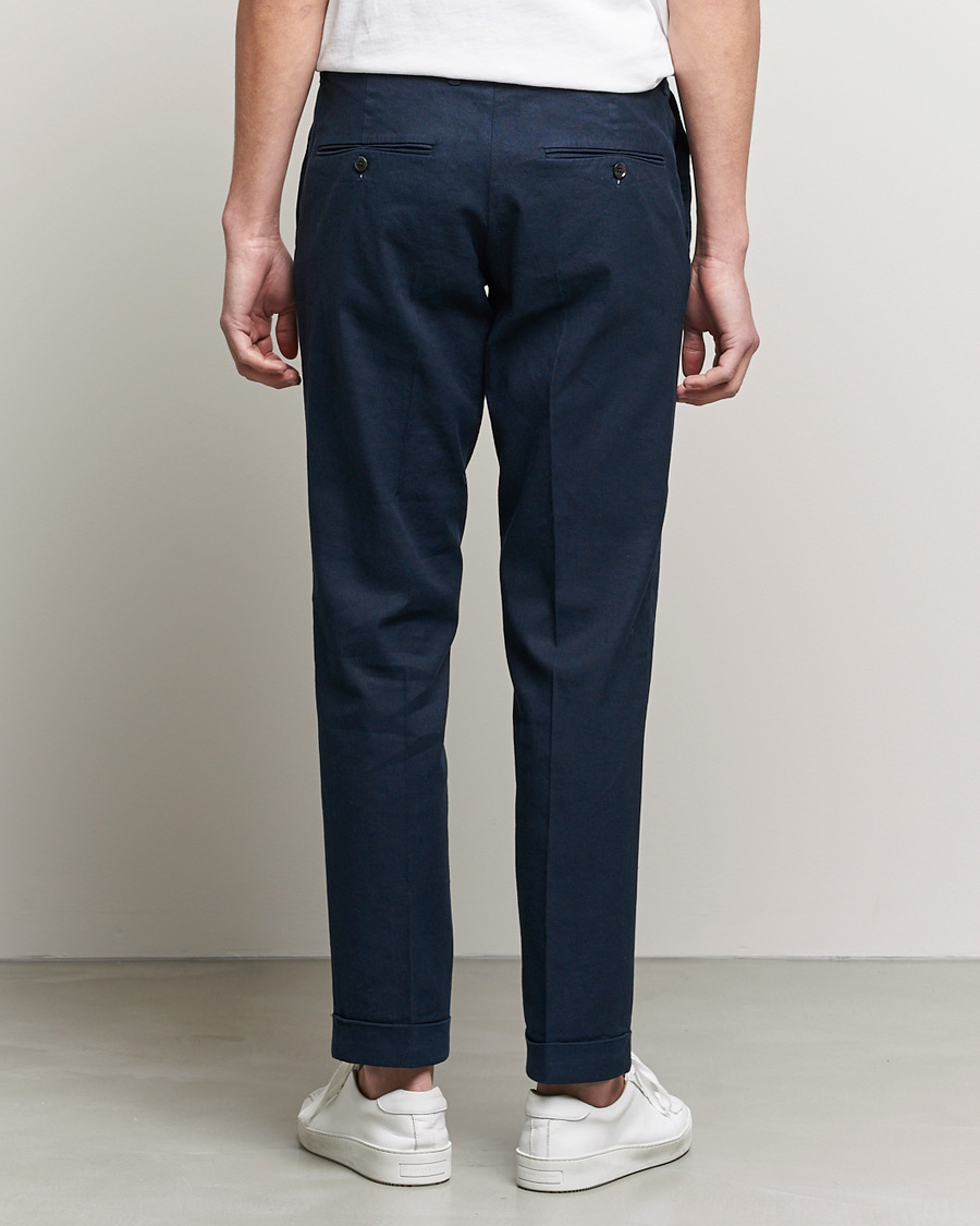 Heren | Broeken | J.Lindeberg | Grant Stretch Cotton/Linen Trousers Navy