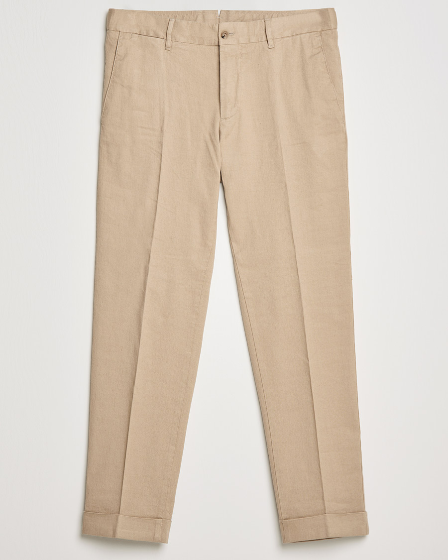 Heren | Broeken | J.Lindeberg | Grant Stretch Cotton/Linen Trousers Batique Khaki
