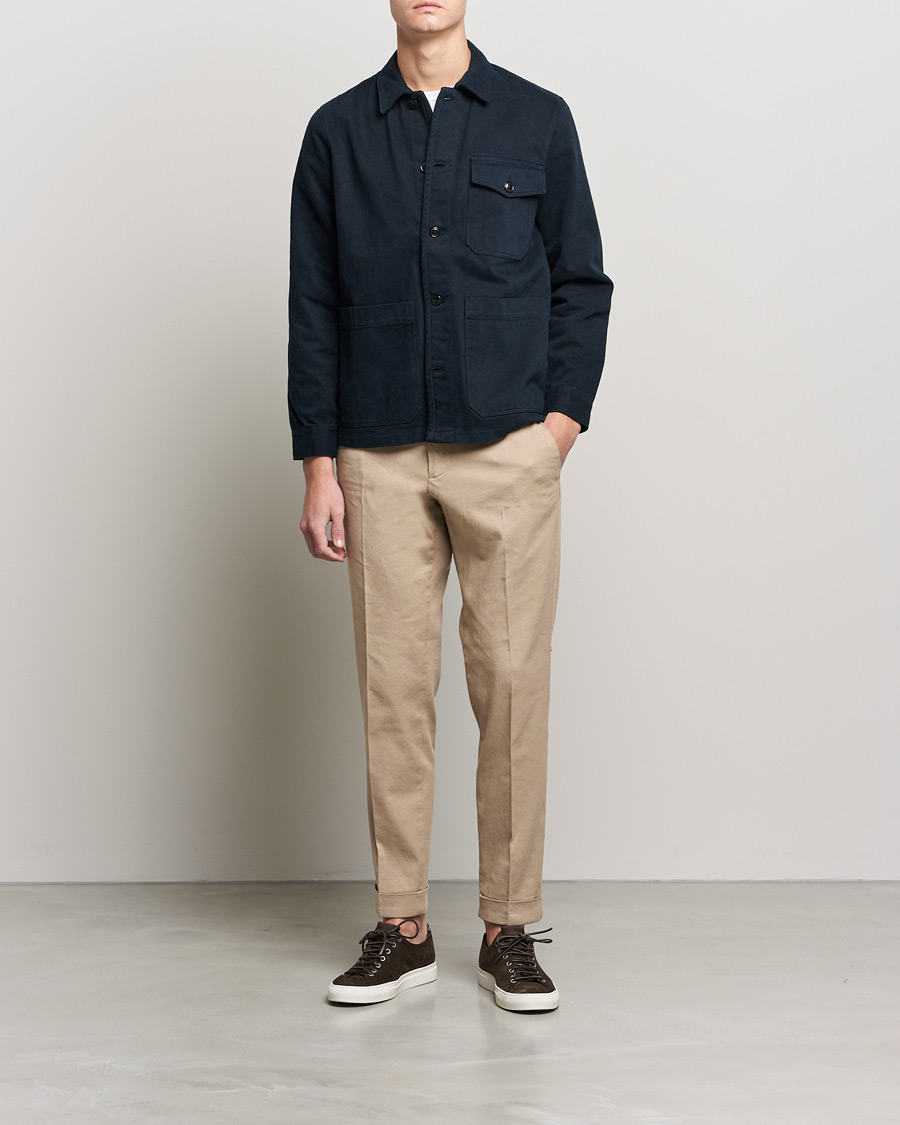 Heren | Broeken | J.Lindeberg | Grant Stretch Cotton/Linen Trousers Batique Khaki