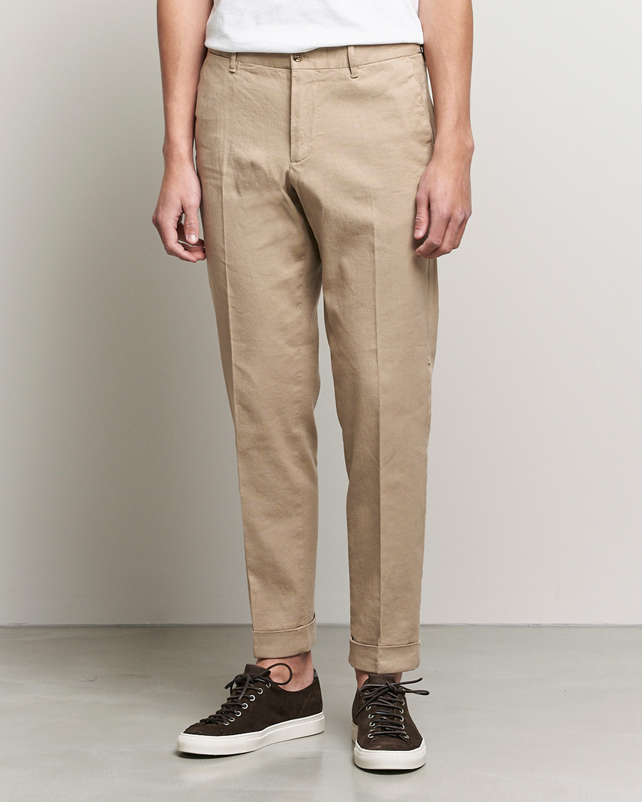 Heren | Broeken | J.Lindeberg | Grant Stretch Cotton/Linen Trousers Batique Khaki