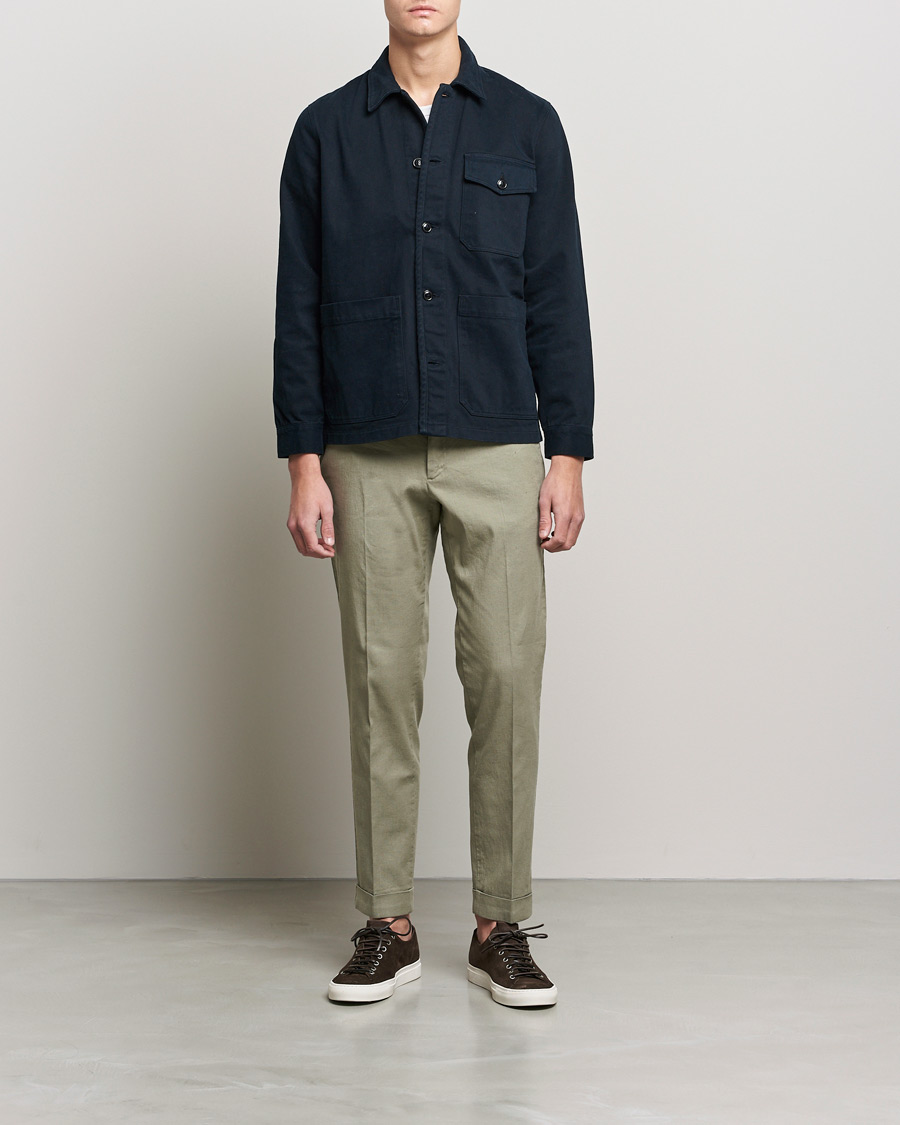 Heren | Broeken | J.Lindeberg | Grant Stretch Cotton/Linen Trousers Vetiver