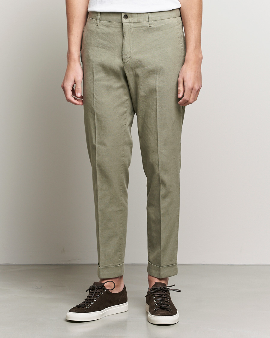 Heren | Broeken | J.Lindeberg | Grant Stretch Cotton/Linen Trousers Vetiver