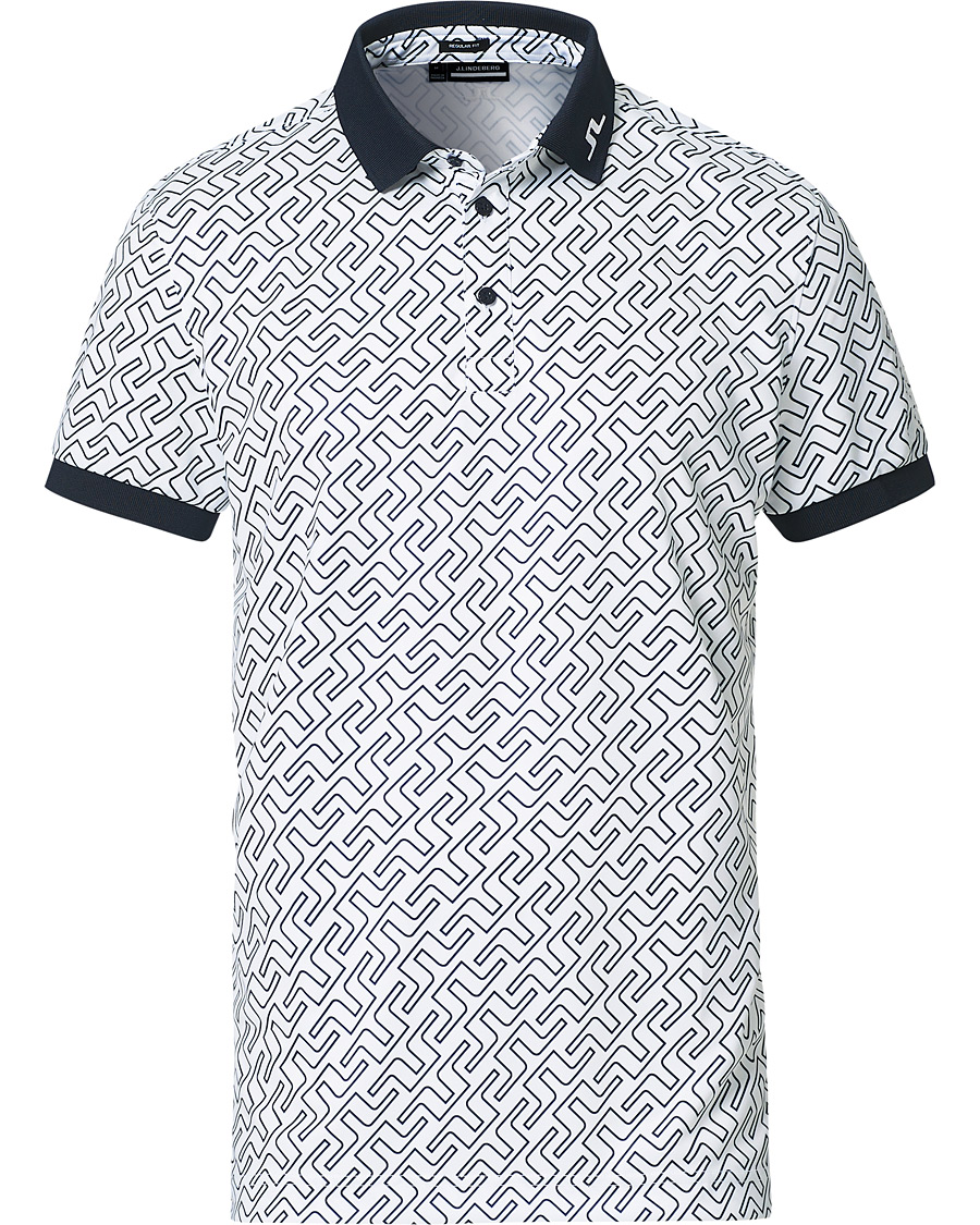 Heren | Polo's | J.Lindeberg | Tour Tech Reg Fit Print Polo JL Navy Bridge Monogram