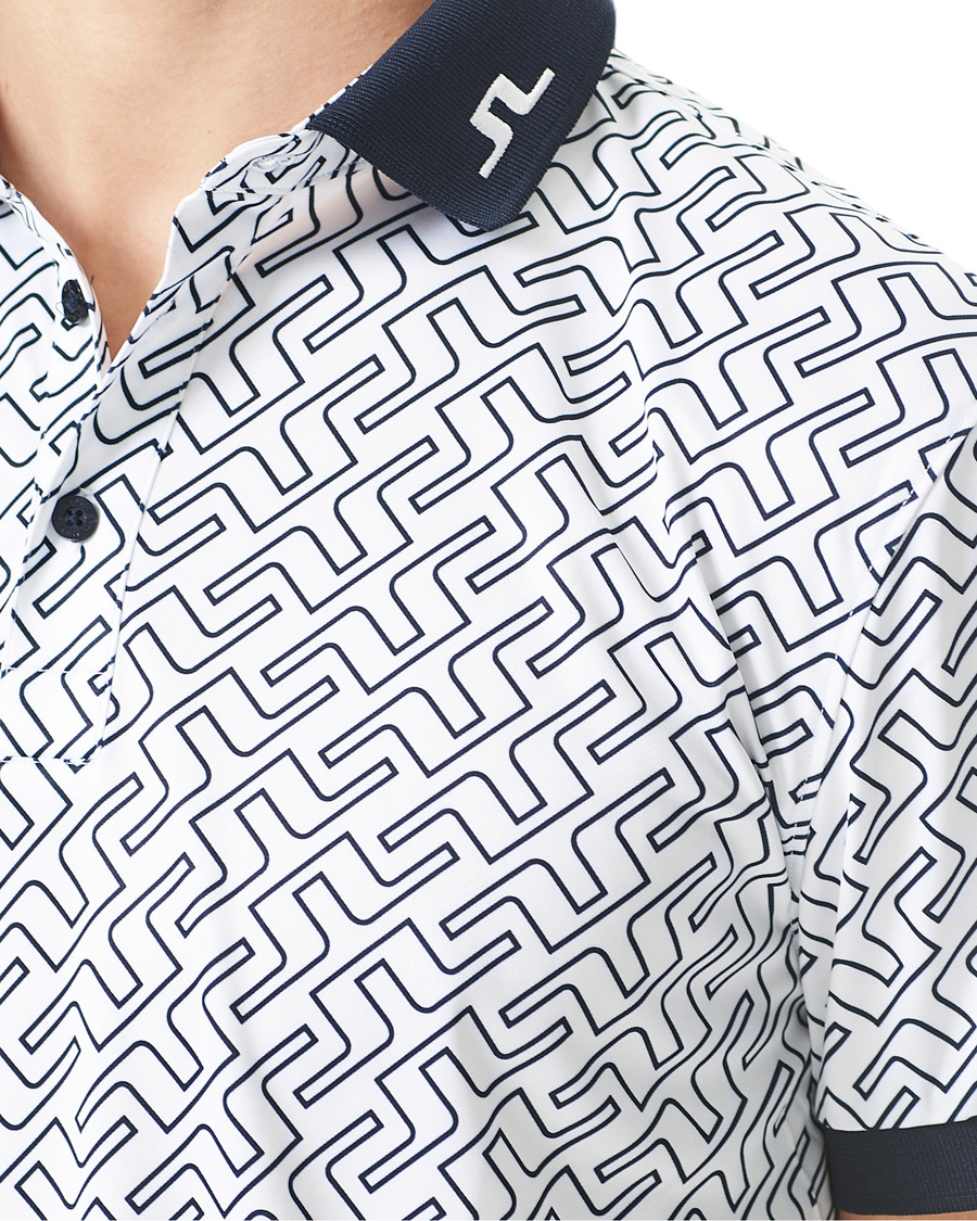 Heren | Polo's | J.Lindeberg | Tour Tech Reg Fit Print Polo JL Navy Bridge Monogram