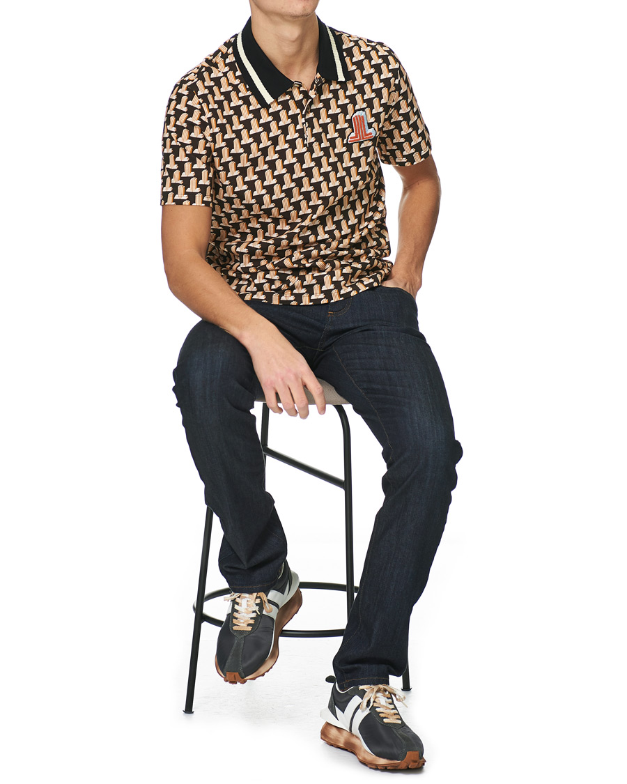Heren | Polo's | Lanvin | Knitted Jacquard Short Sleeve Polo Brown/Ecru