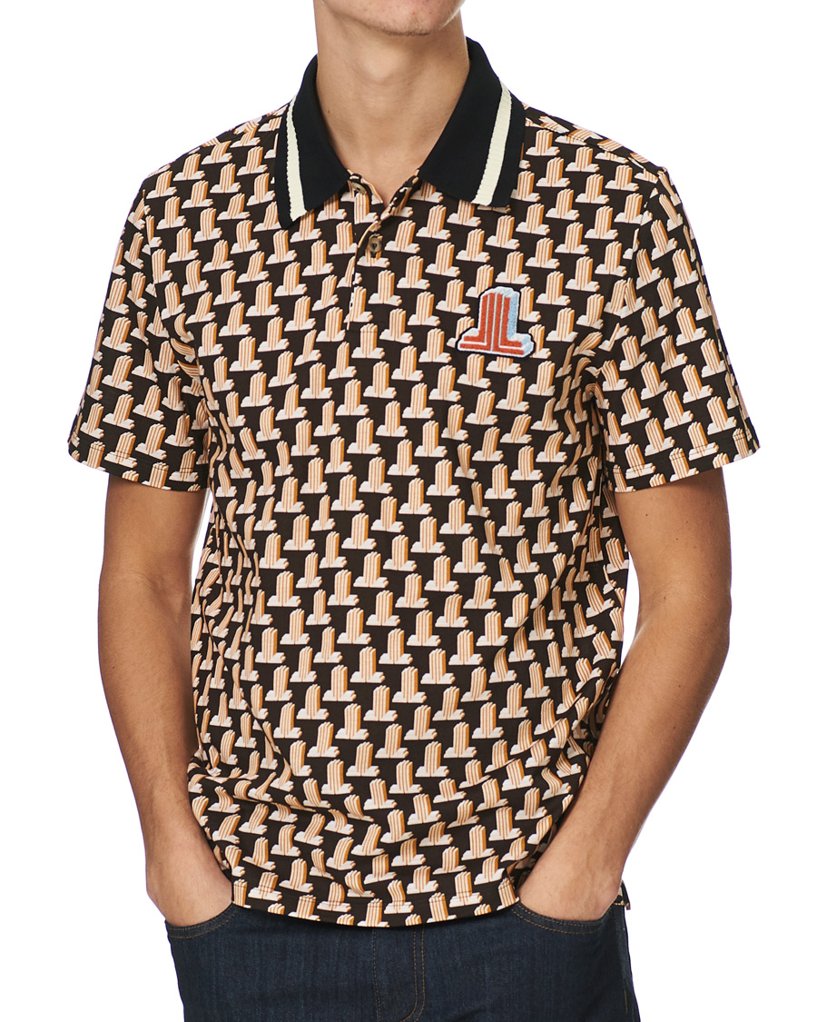 Heren | Polo's | Lanvin | Knitted Jacquard Short Sleeve Polo Brown/Ecru