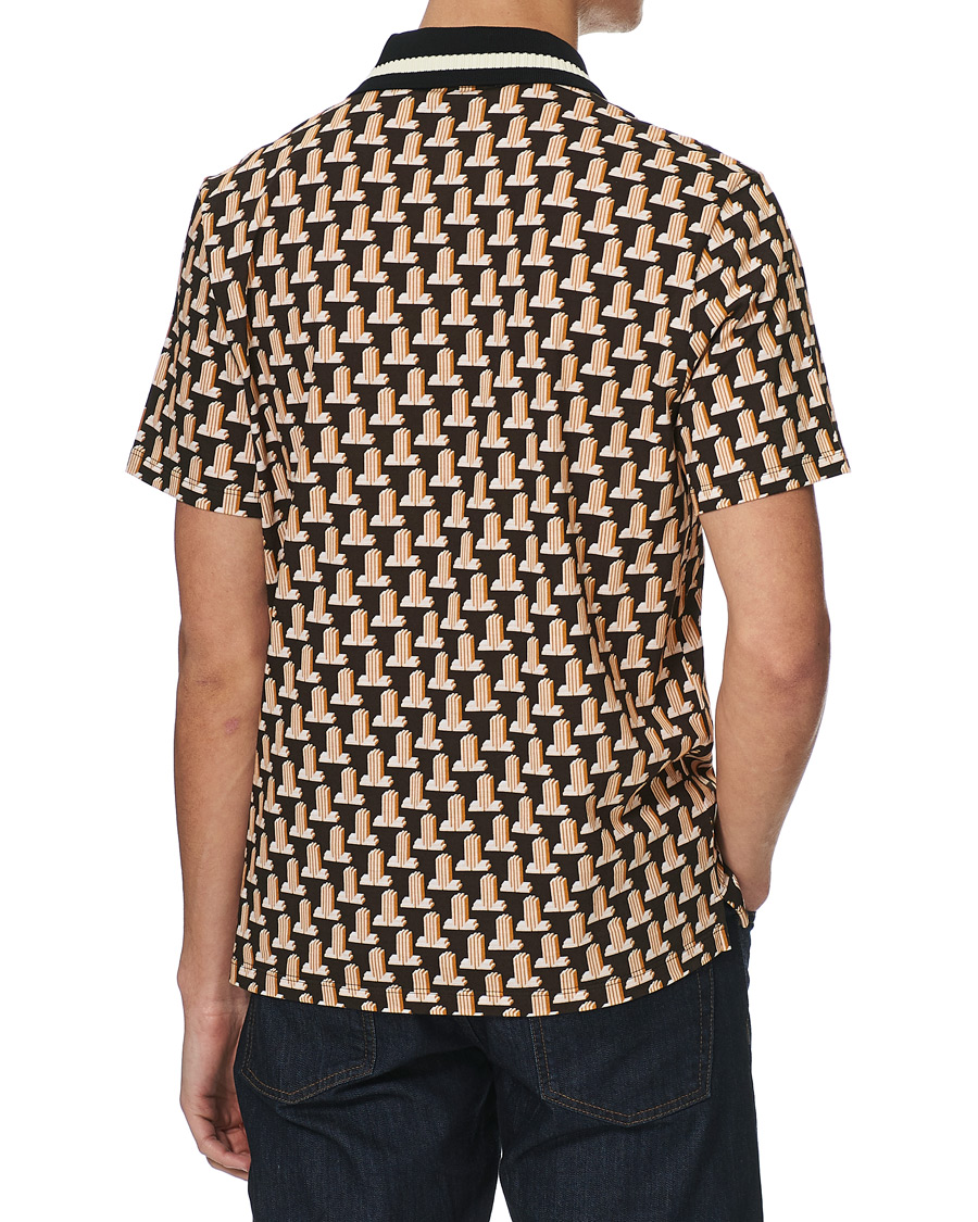 Heren | Polo's | Lanvin | Knitted Jacquard Short Sleeve Polo Brown/Ecru