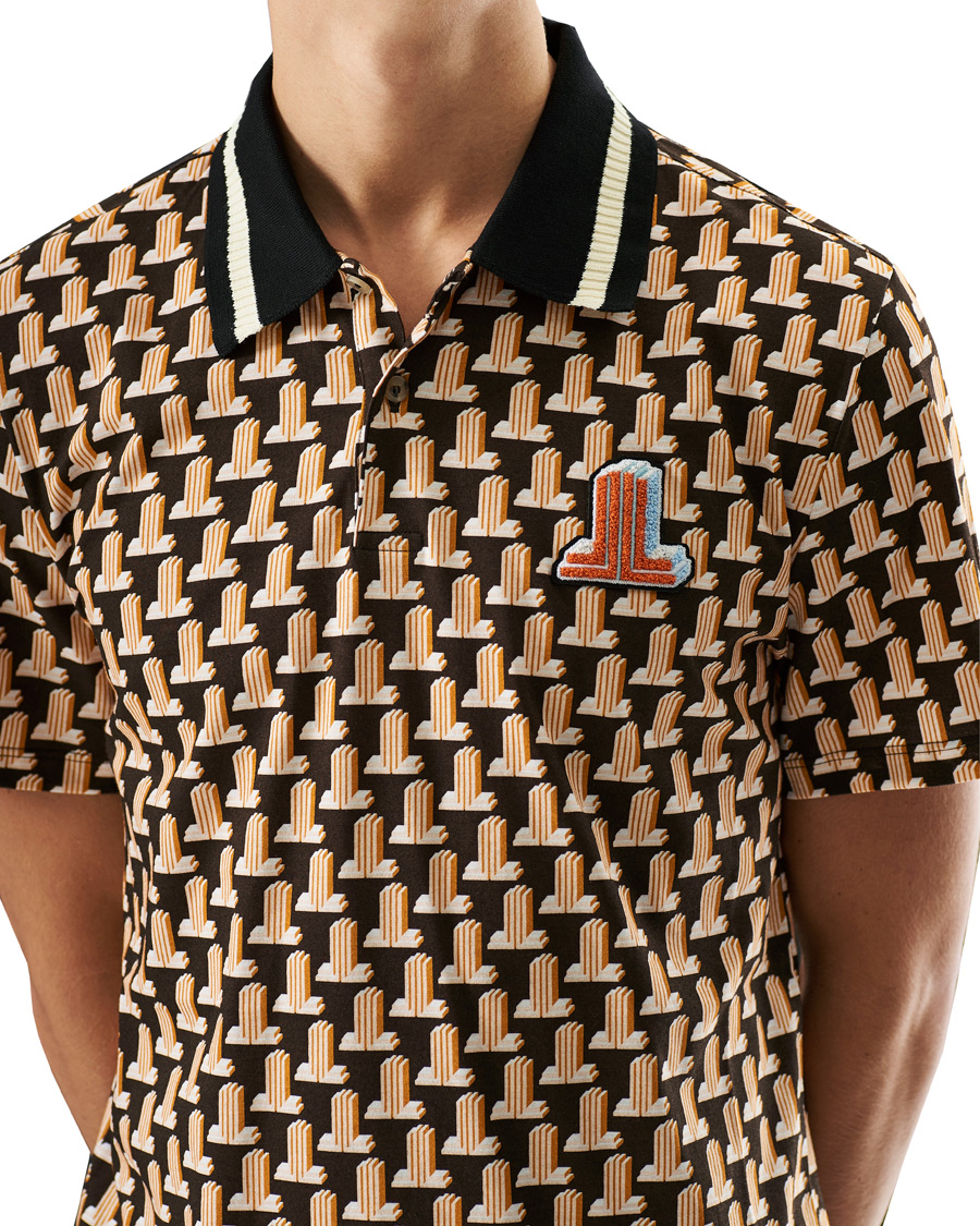 Heren | Polo's | Lanvin | Knitted Jacquard Short Sleeve Polo Brown/Ecru