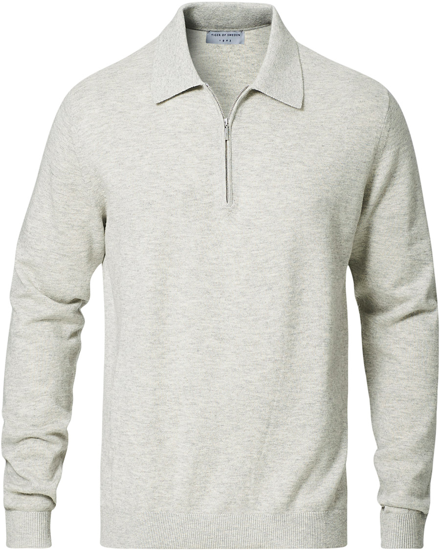 Heren | Truien | Tiger of Sweden | Orbit Merino Wool Half Zip Med Grey Mel