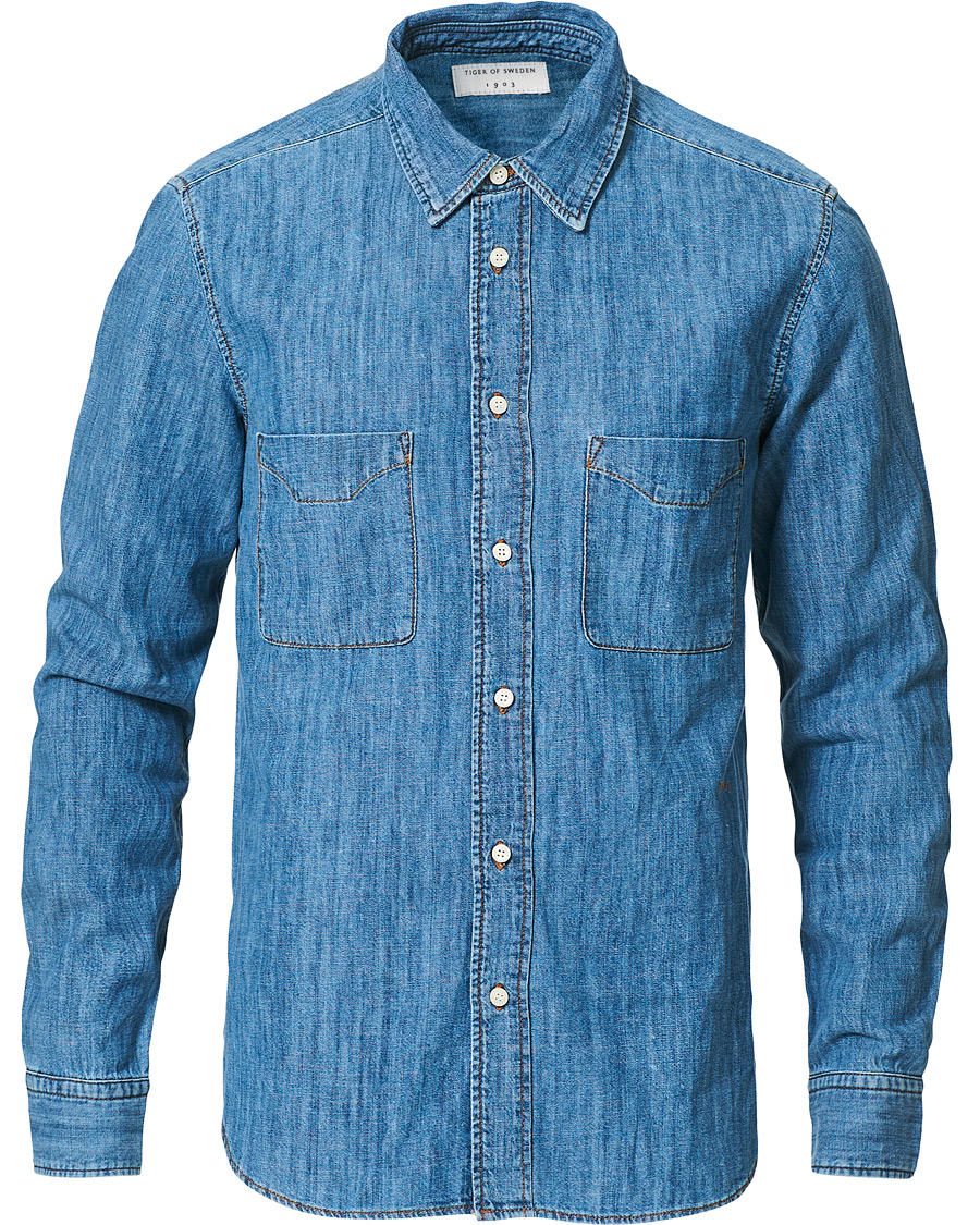 Heren | Overhemden | Tiger of Sweden | Benjad Denim Shirt Light Blue