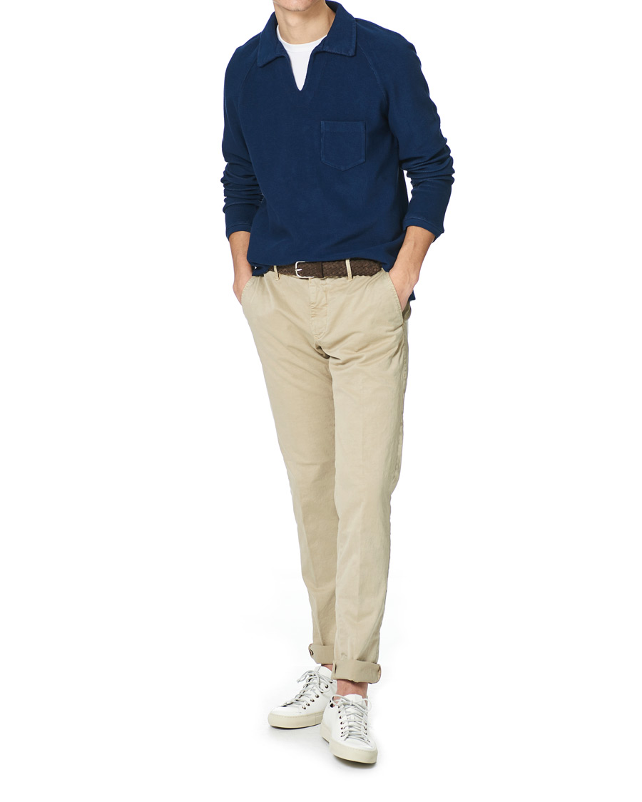 Heren | Truien | Massimo Alba | Japanese Terry Long Sleeve Polo Navy