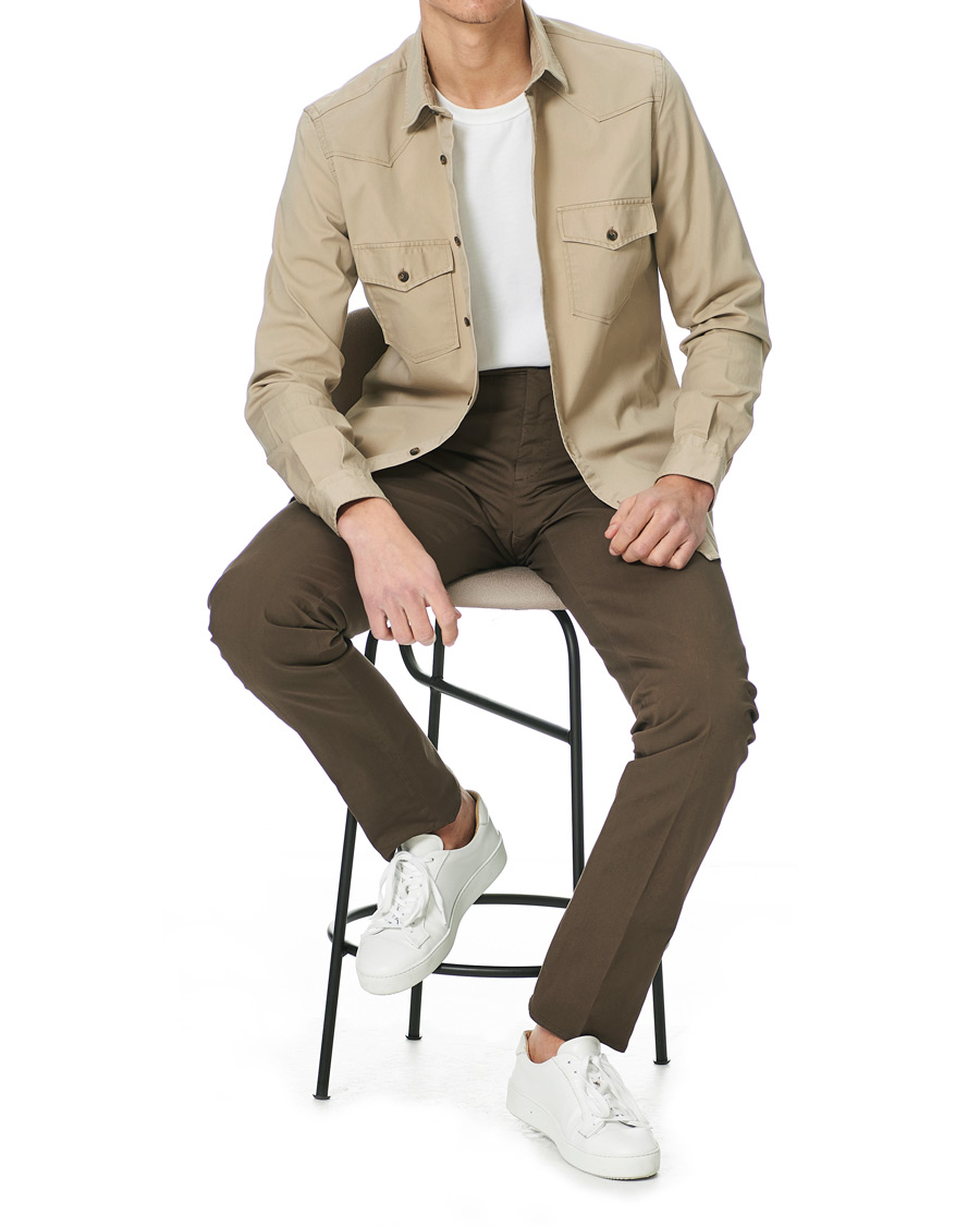 Heren | Overhemden | Mazzarelli | Texana Cotton Overshirt Beige