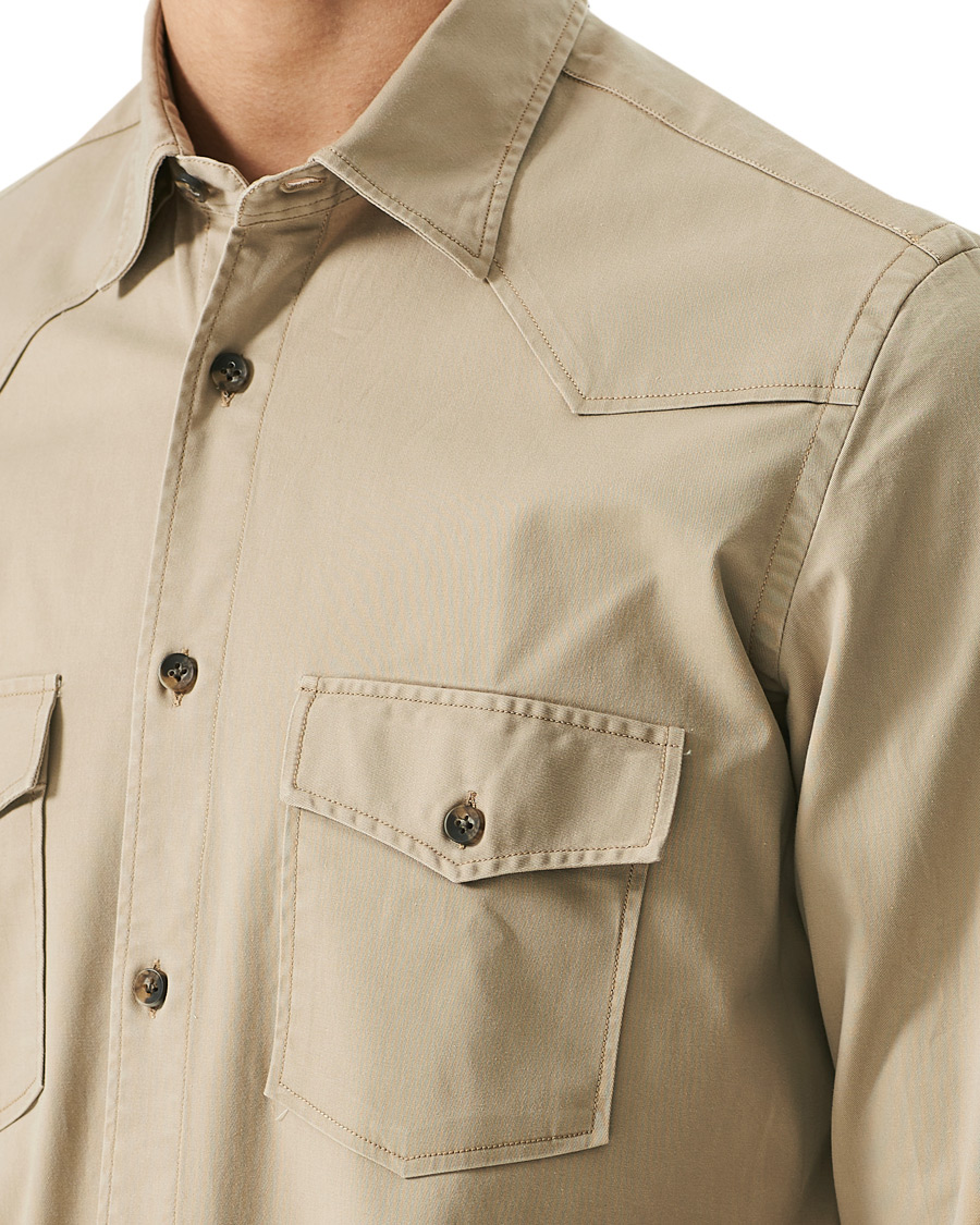 Heren | Overhemden | Mazzarelli | Texana Cotton Overshirt Beige