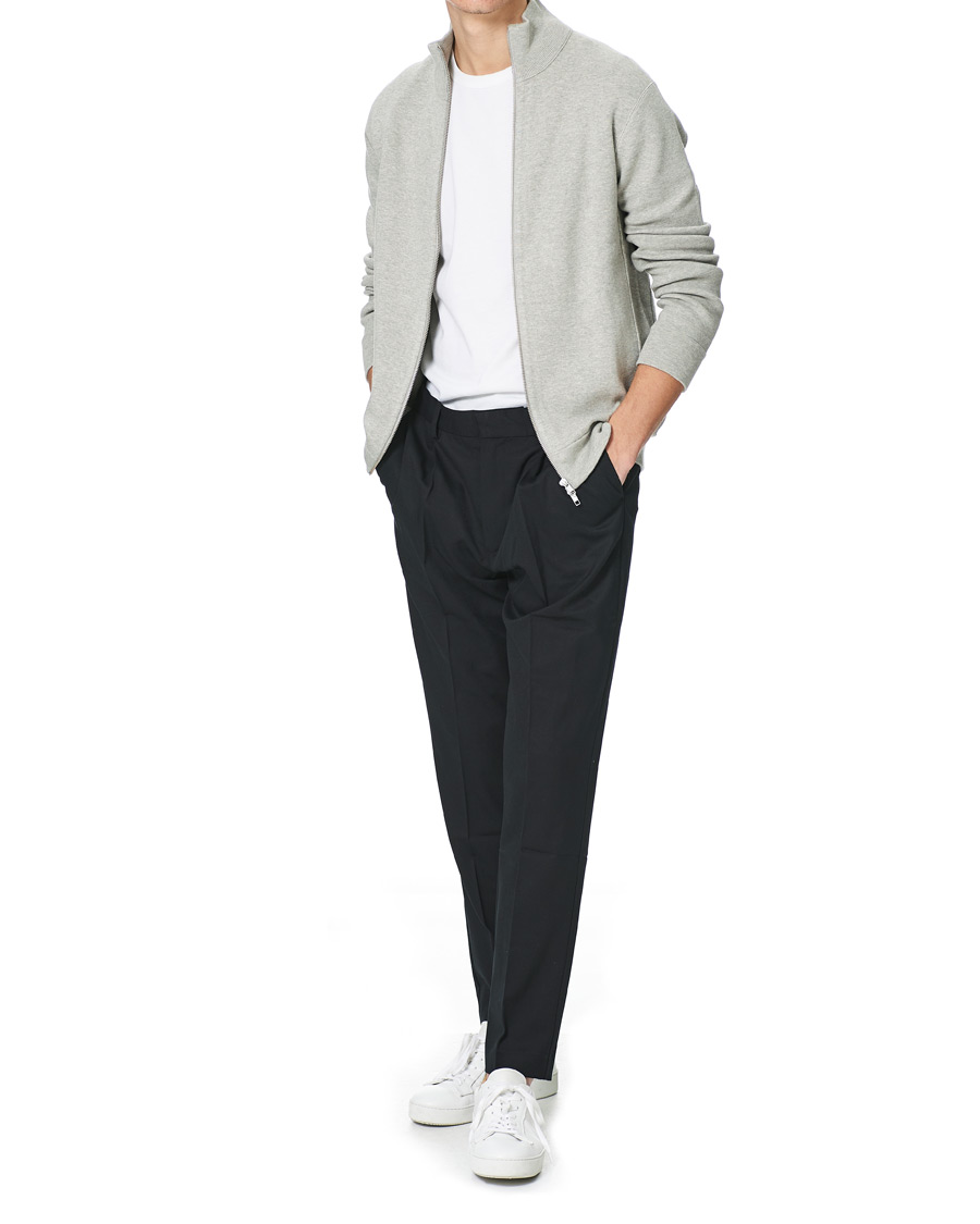 Heren | Truien | NN07 | Luis Knitted Full-Zip Sweater Light Grey Melange