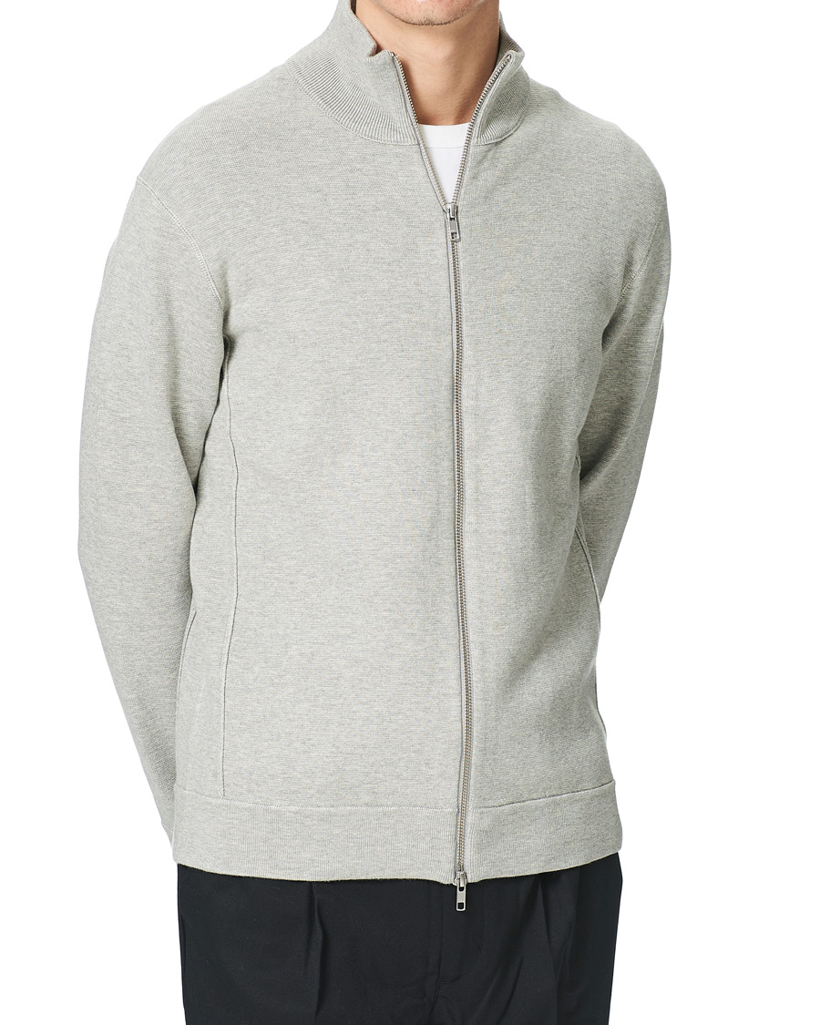 Heren | Truien | NN07 | Luis Knitted Full-Zip Sweater Light Grey Melange