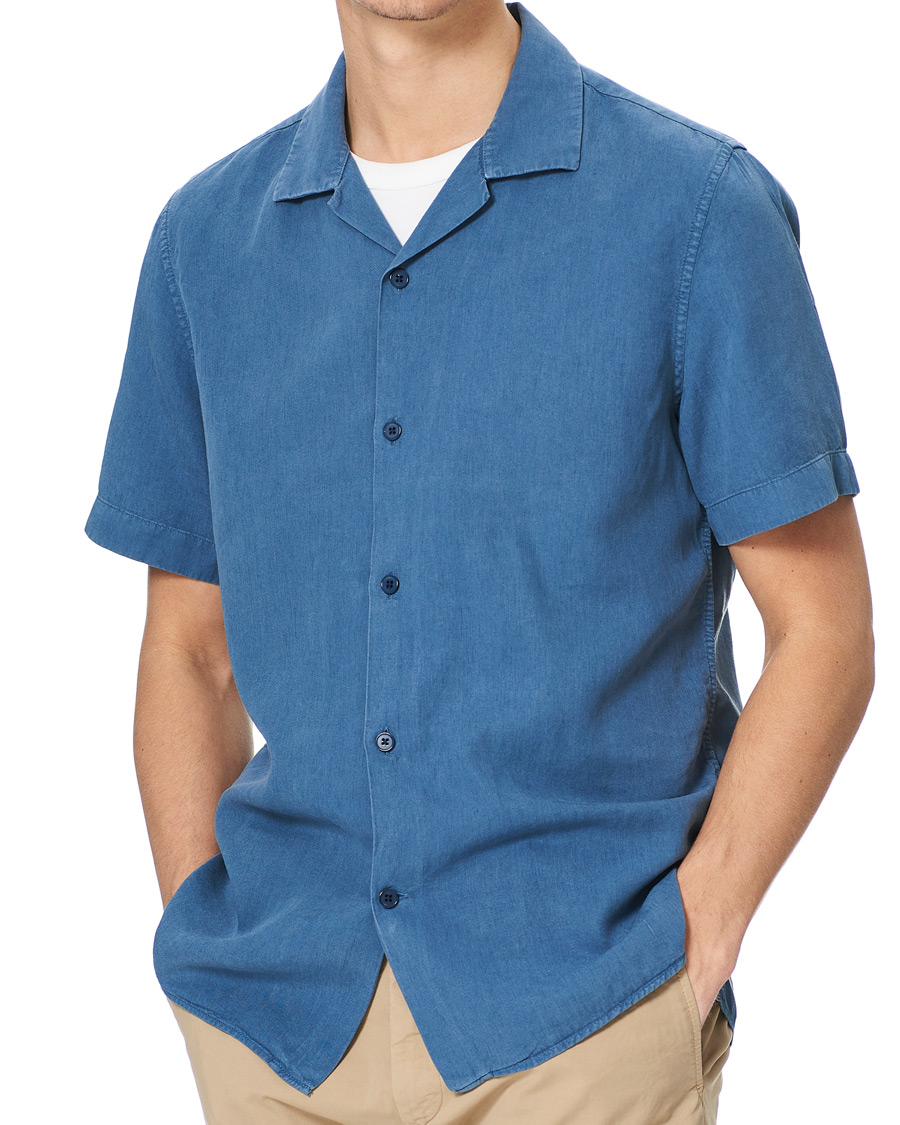 Heren | Overhemden | NN07 | Miyagi Resort Collar Short Sleeve Shirt Washed Blue