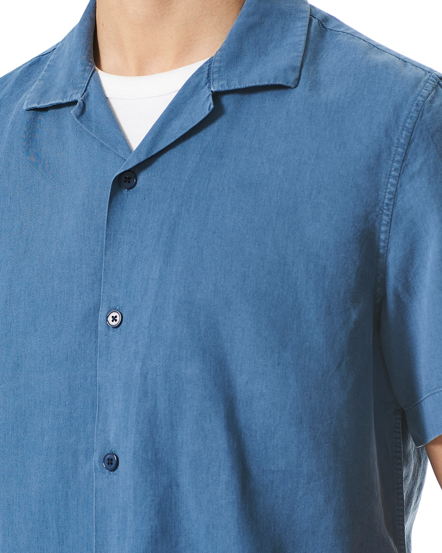 Heren | Overhemden | NN07 | Miyagi Resort Collar Short Sleeve Shirt Washed Blue