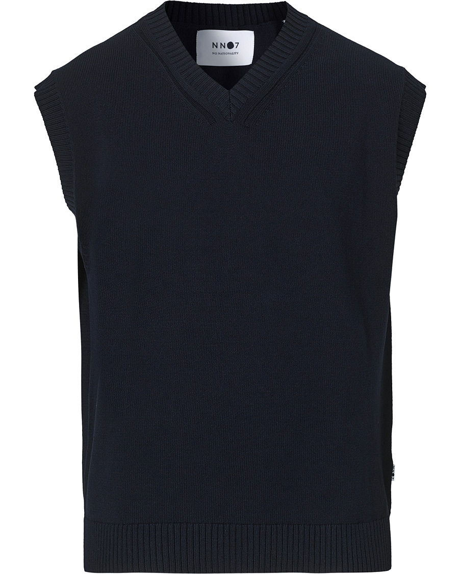 Heren | Truien | NN07 | Cotton Knitted V-Neck Vest Navy