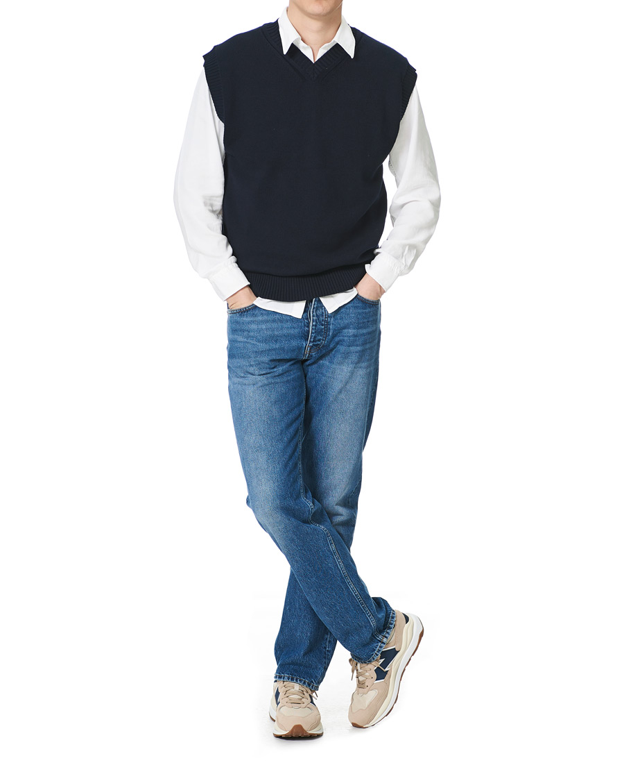 Heren | Truien | NN07 | Cotton Knitted V-Neck Vest Navy