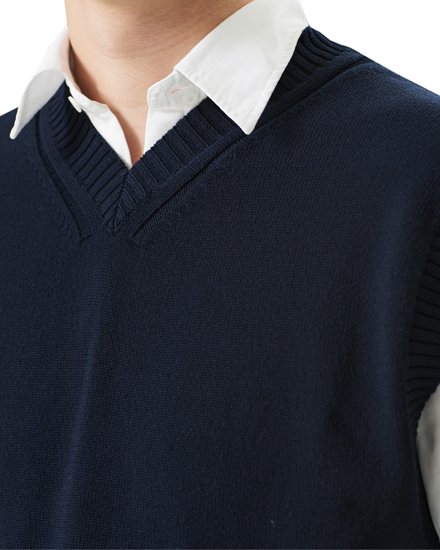 Heren | Truien | NN07 | Cotton Knitted V-Neck Vest Navy