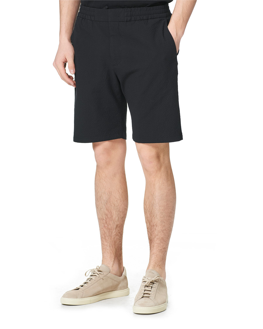 Heren | Korte broek | NN07 | Foss Seersucker Drawstring Shorts Black