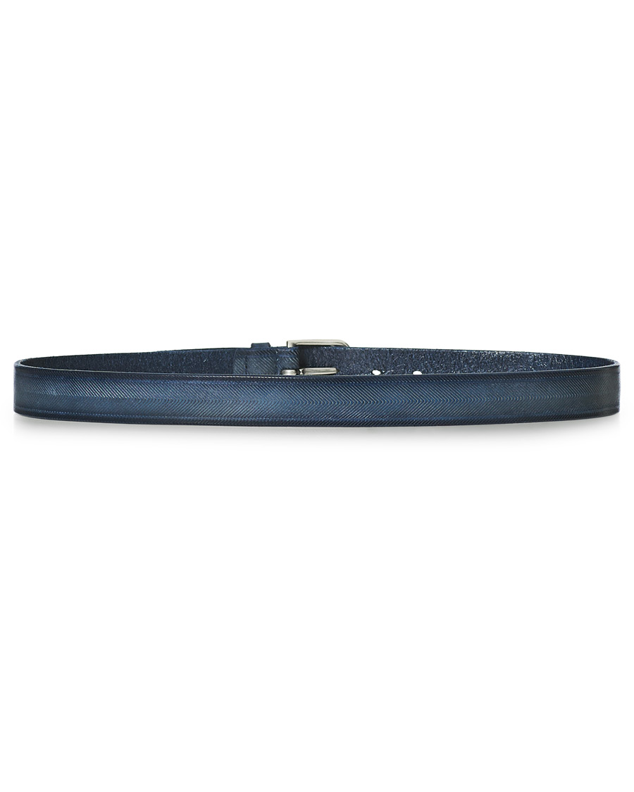 Heren | Orciani Herringbone Leather Belt 3,5 cm Denim Blue | Orciani | Herringbone Leather Belt 3,5 cm Denim Blue